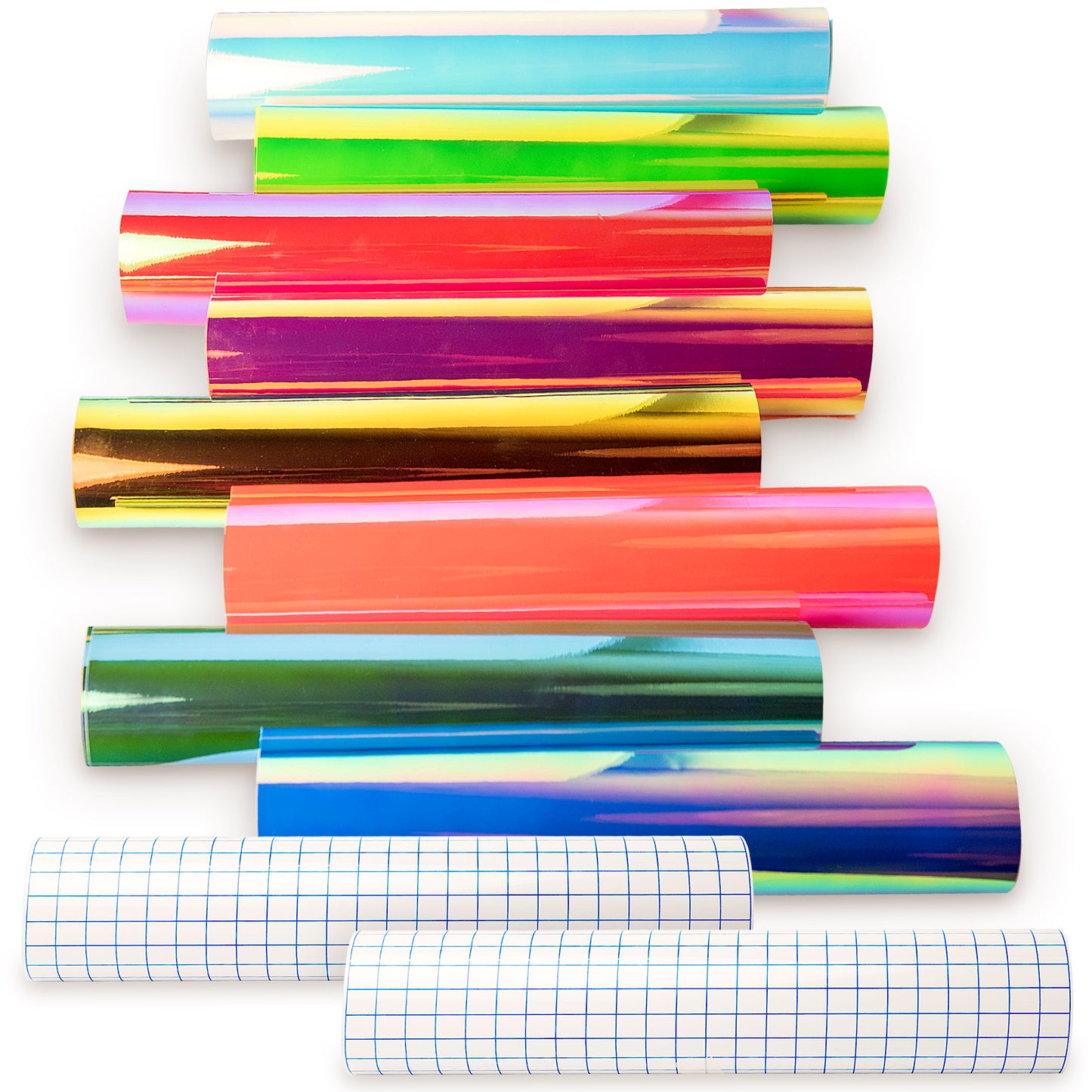 Holographic Self Adhesive Vinyl - 8 Sheets 12" x 12" - Assorted Colors with 2 Transfer Sheets