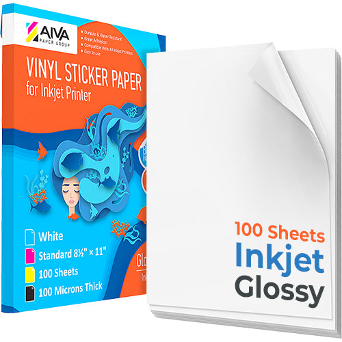 Sticker Paper for Inkjet Printer - Printable Vinyl Sticker Paper - Sticker  Paper - (30 Sheets, 8.5 x 11, Matte White) - Sticker Printer Paper 