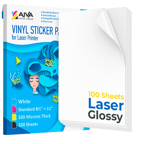 Printable Vinyl Sticker Paper Laser Glossy 100 sheets – AIVA Paper Group