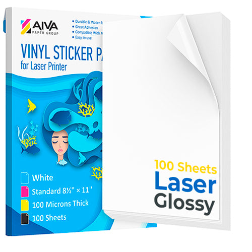 Printable Vinyl Sticker Paper Laser Glossy 100 sheets
