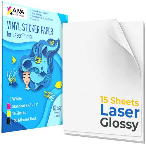 Printable Vinyl Sticker Paper Laser Glossy 50 sheets – AIVA Paper