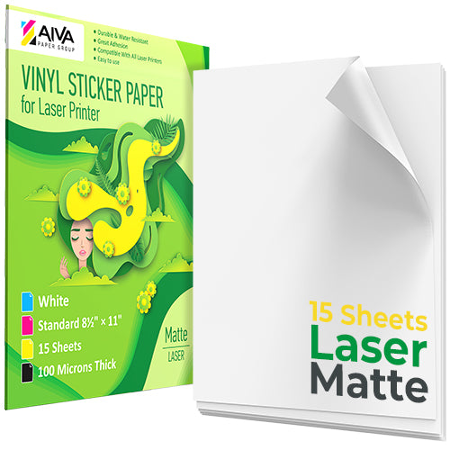 Printable Vinyl Sticker Paper Laser Matte 15 sheets
