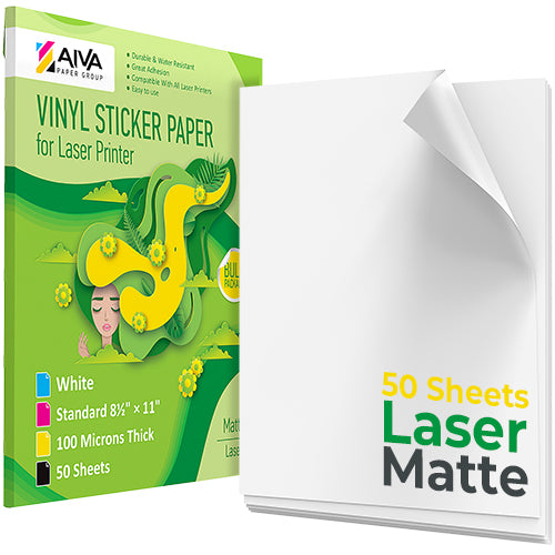 Printable Vinyl Sticker Paper Laser Matte 50 sheets