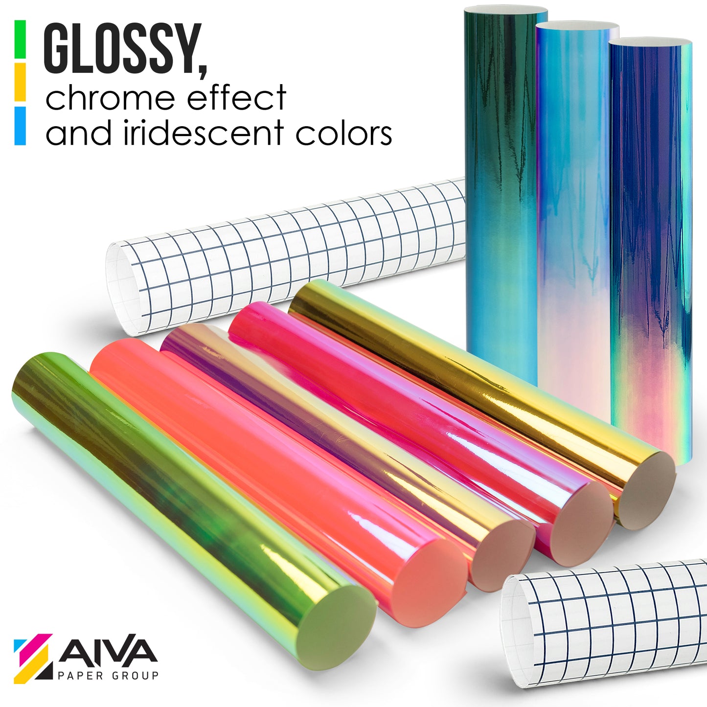 Holographic Self Adhesive Vinyl - 8 Sheets 12" x 12" - Assorted Colors with 2 Transfer Sheets