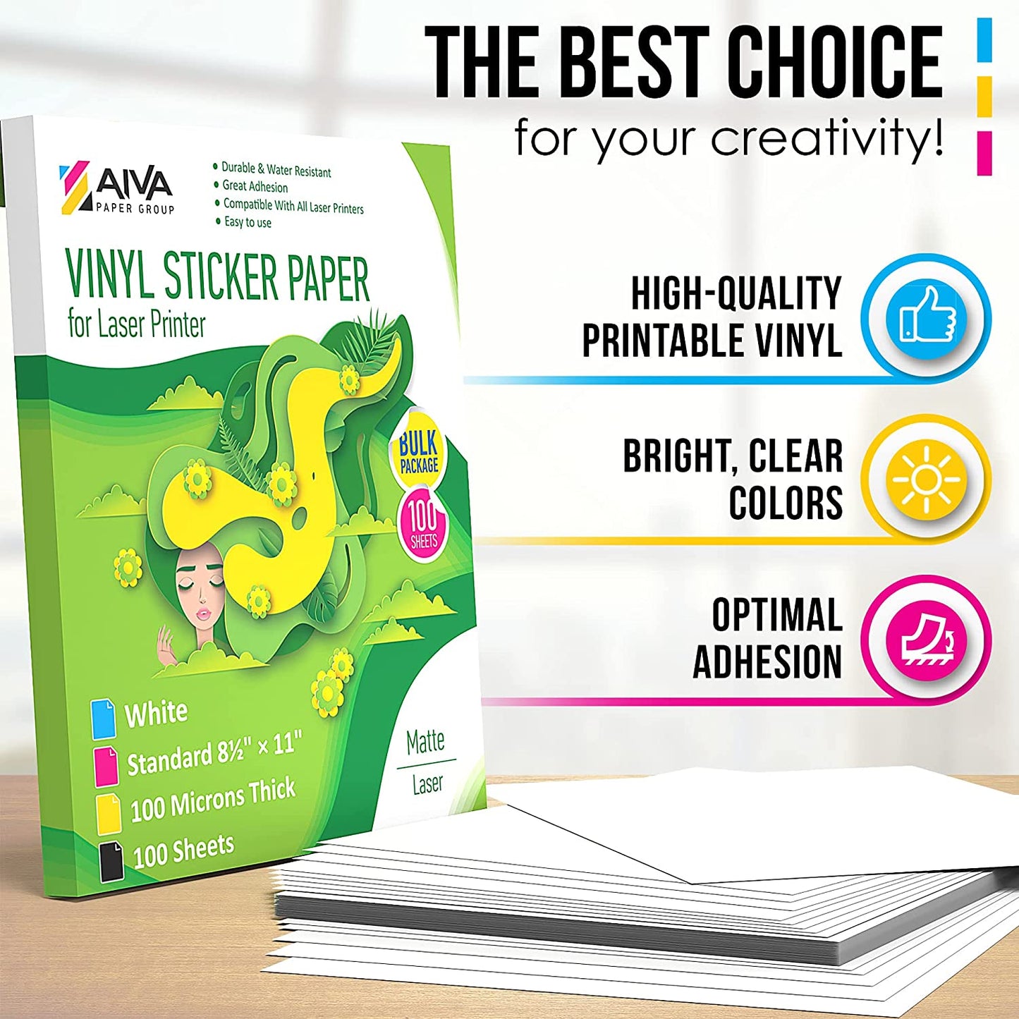 Printable Vinyl Sticker Paper Laser Matte 100 sheets