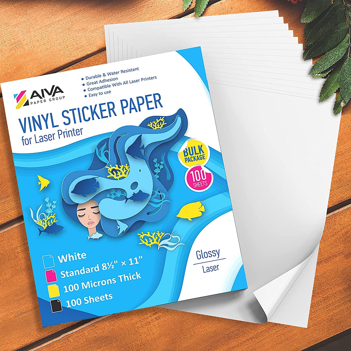 Printable Vinyl Sticker Paper Laser Glossy 100 sheets