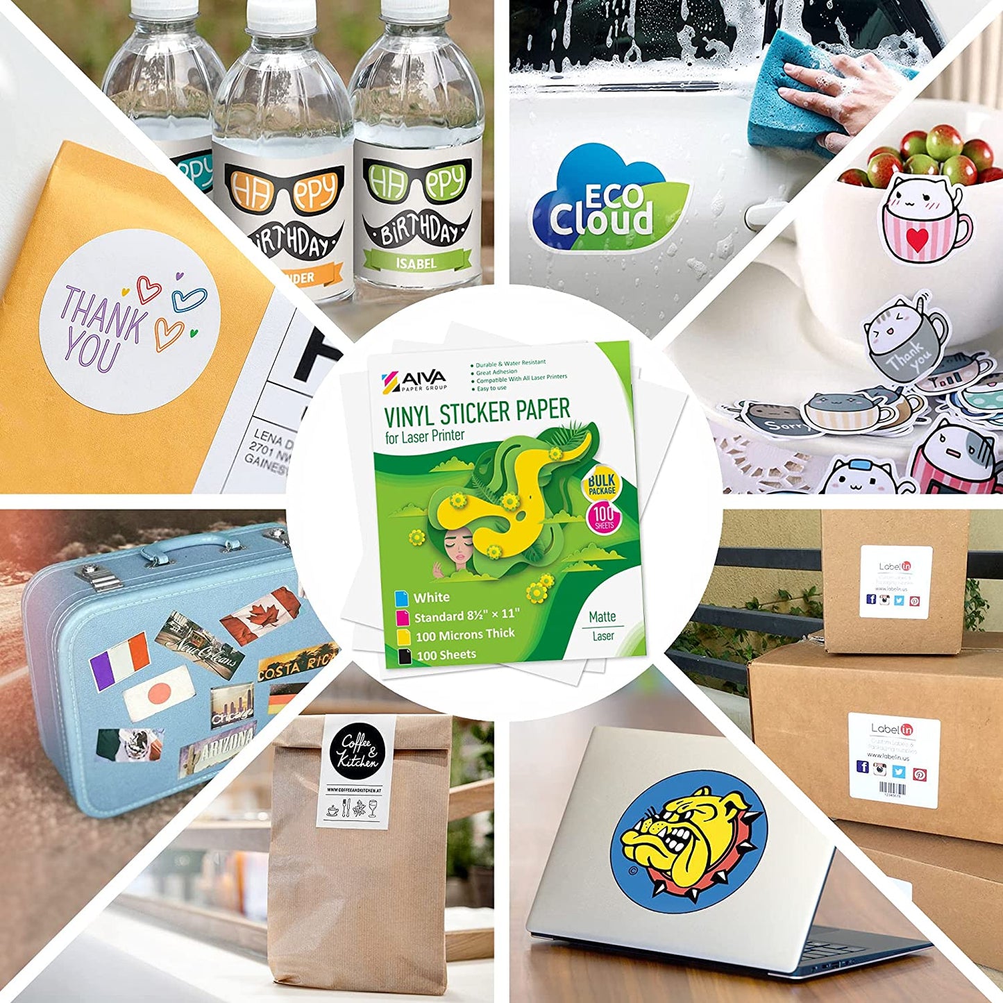 Printable Vinyl Sticker Paper Laser Matte 100 sheets