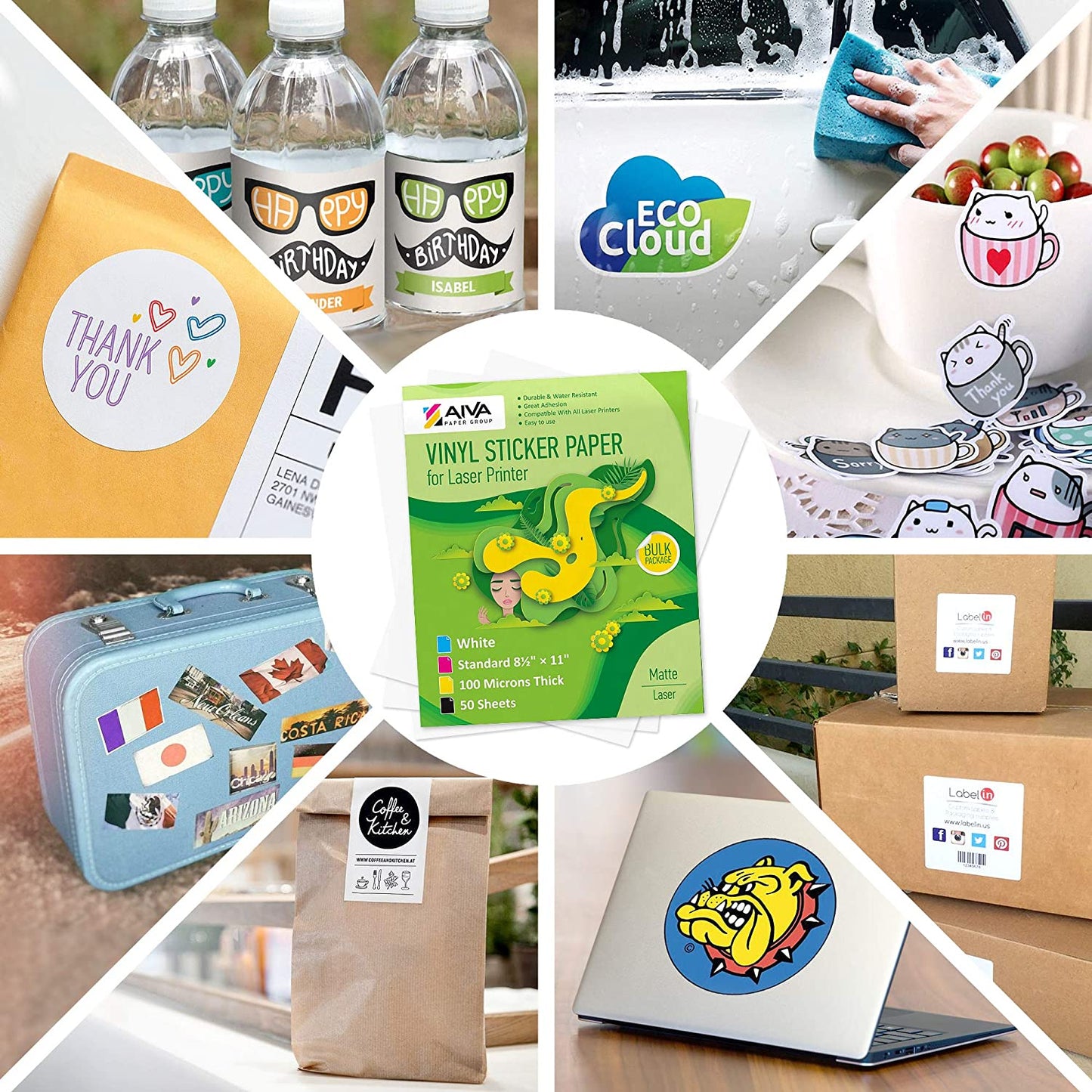 Printable Vinyl Sticker Paper Laser Matte 50 sheets