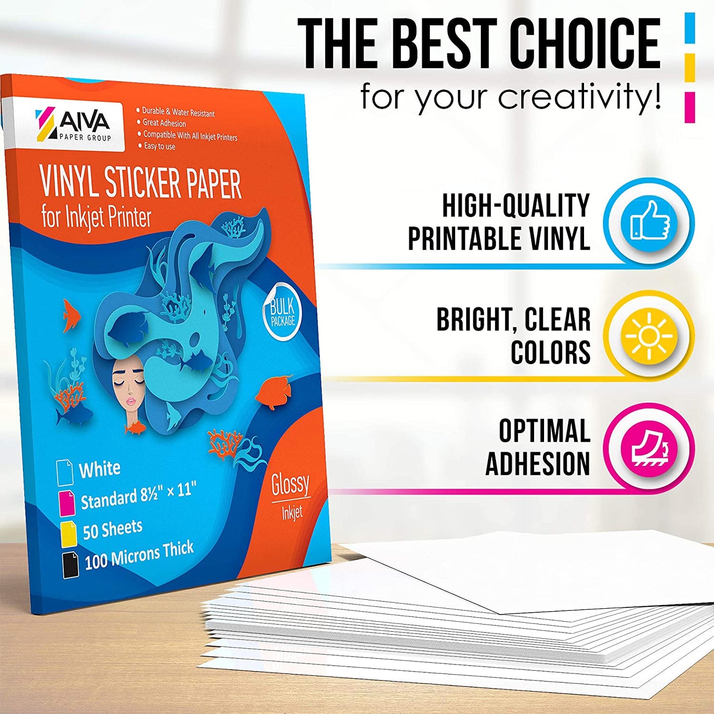 Printable Vinyl Sticker Paper Inkjet Glossy 50 sheets