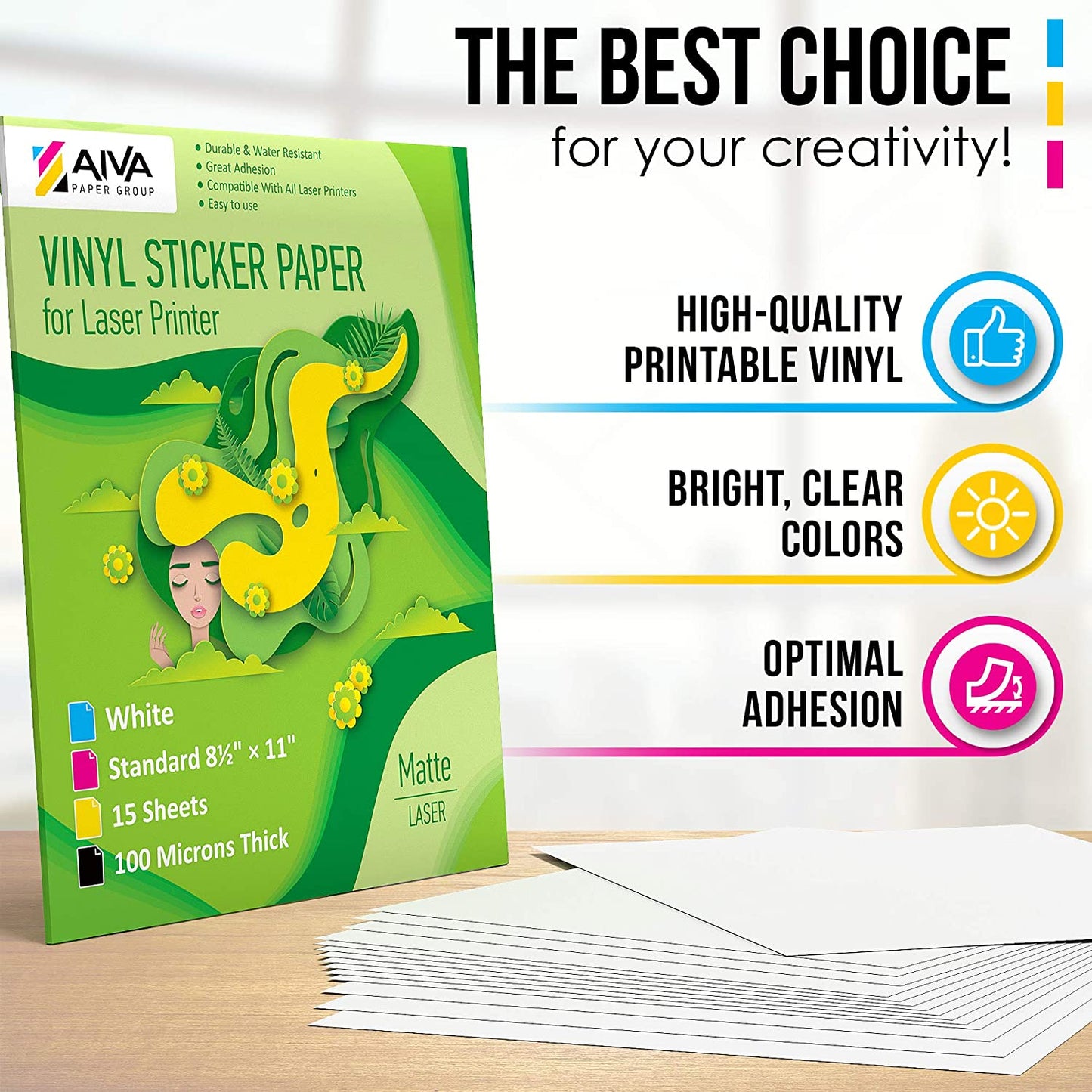 Printable Vinyl Sticker Paper Laser Matte 15 sheets