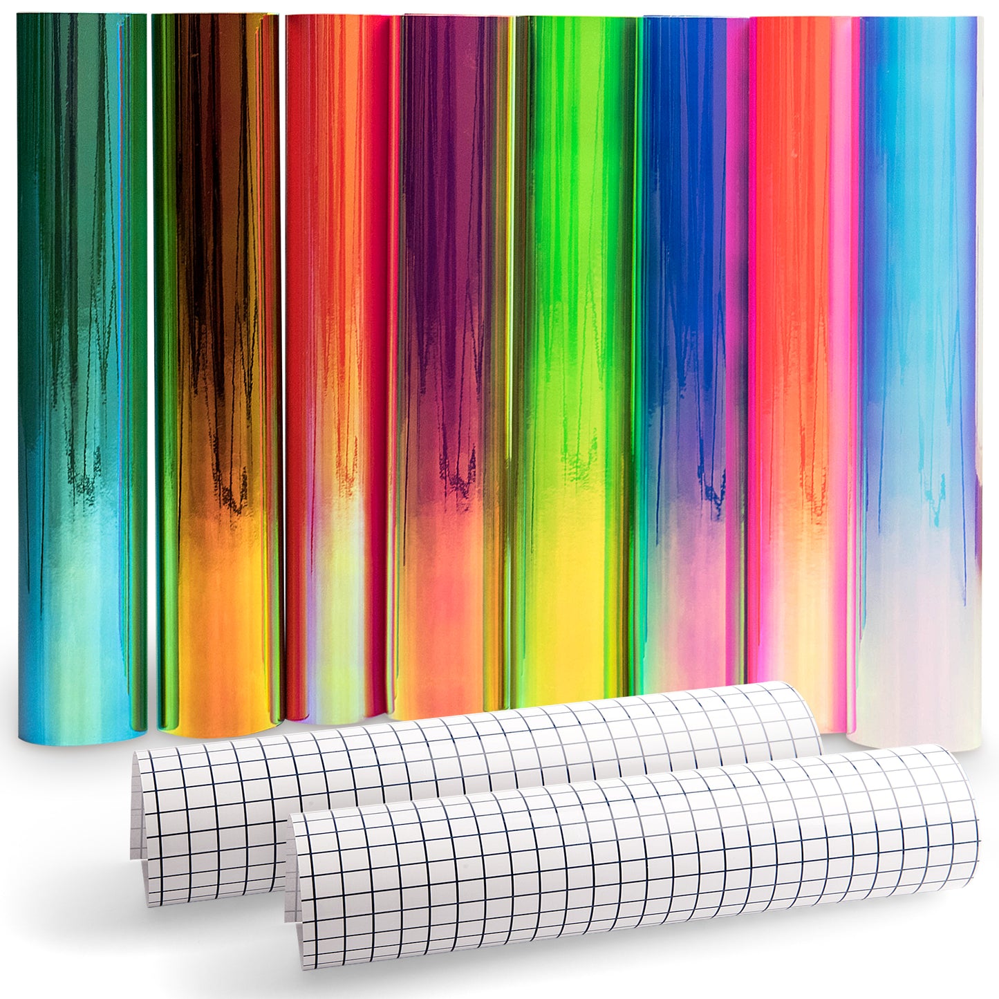 Holographic Self Adhesive Vinyl - 8 Sheets 12" x 12" - Assorted Colors with 2 Transfer Sheets