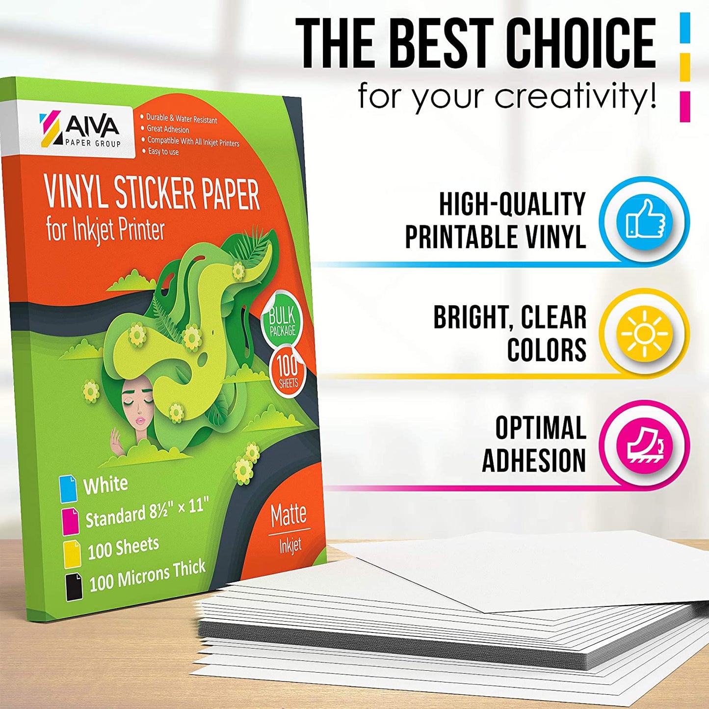 Printable Vinyl Sticker Paper Inkjet Matte 100 sheets