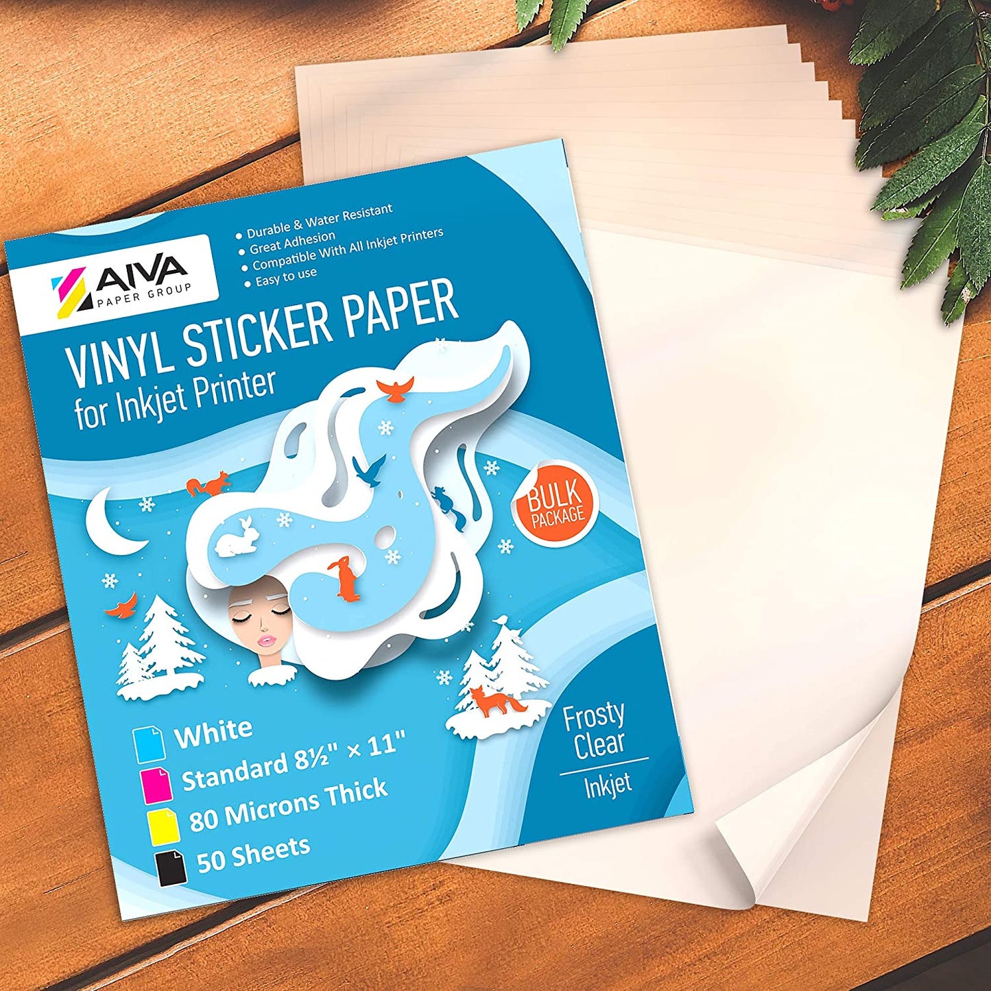 Printable Vinyl Sticker Paper Inkjet Frosty Clear 50 sheets