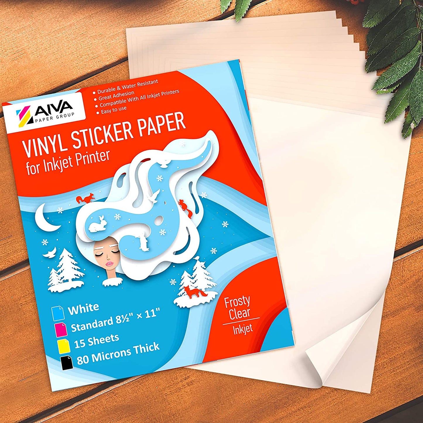 Printable Vinyl Sticker Paper Inkjet Frosty Clear 15 sheets