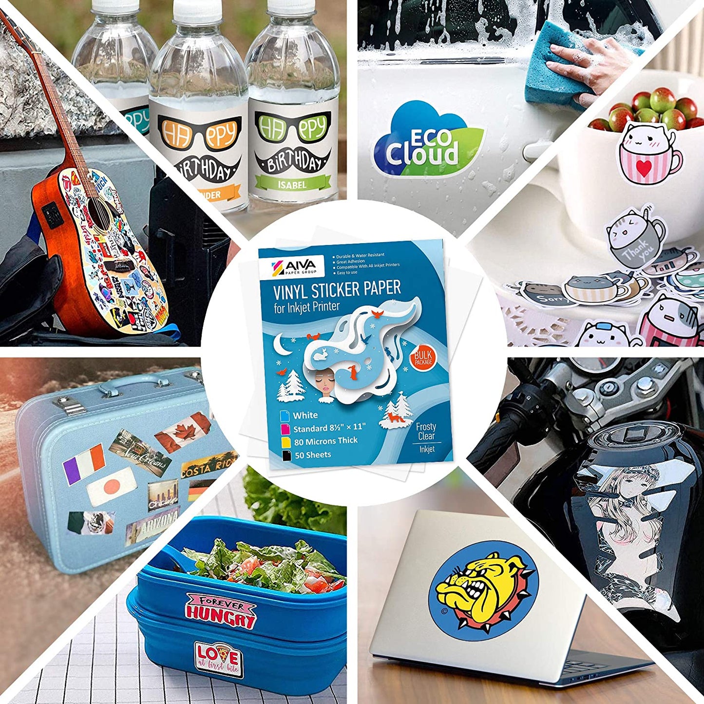 Printable Vinyl Sticker Paper Inkjet Frosty Clear 50 sheets