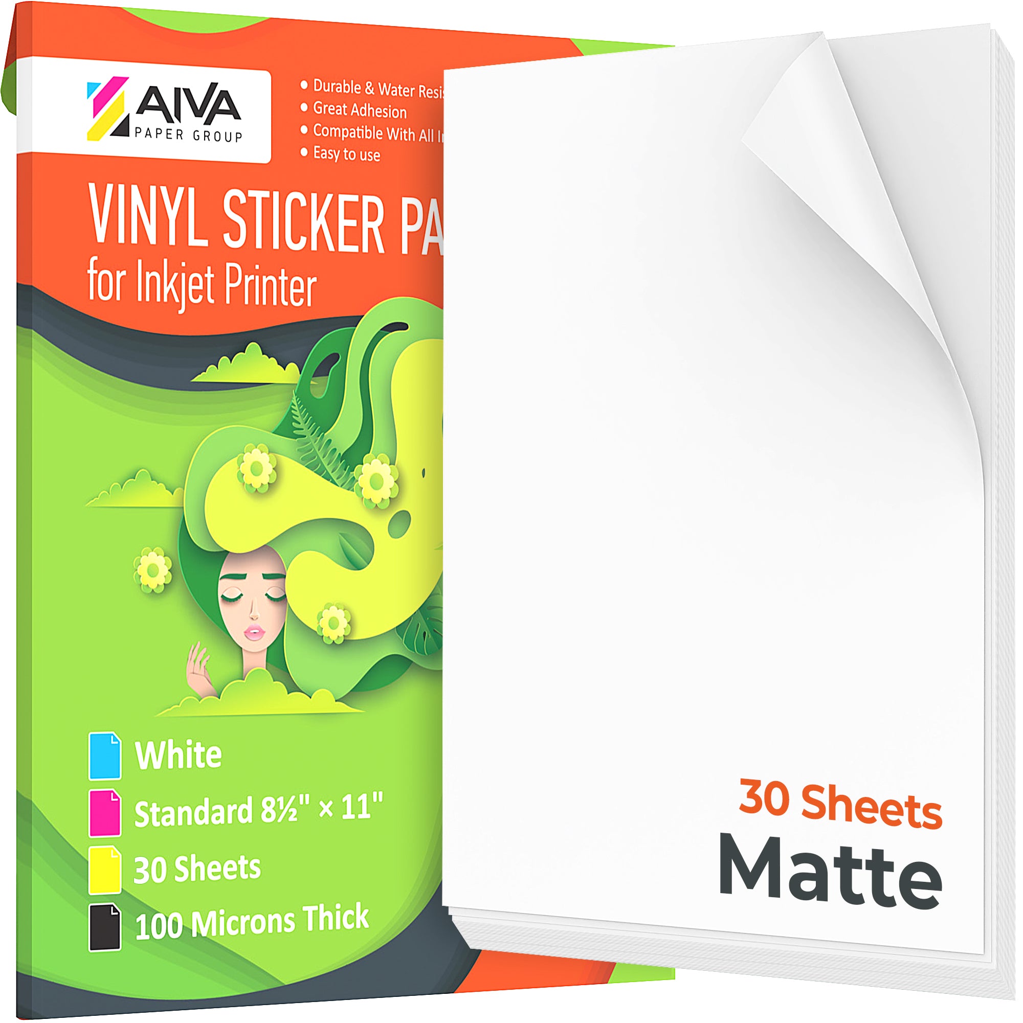 Printable Vinyl Sticker Paper Inkjet Matte 30 sheets – AIVA Paper