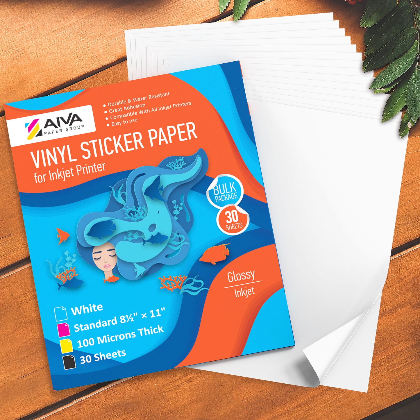 Printable Vinyl Sticker Paper Inkjet Glossy 30 sheets