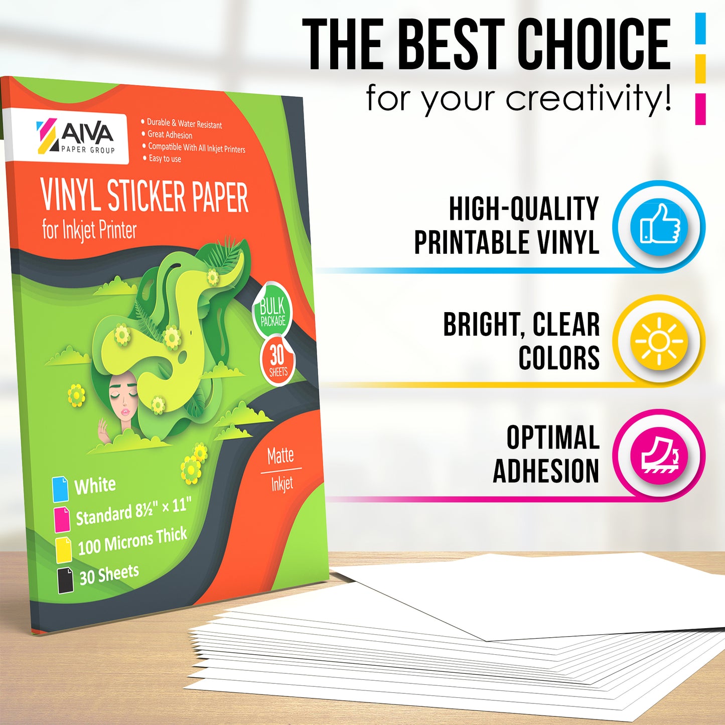 Printable Vinyl Sticker Paper Inkjet Matte 30 sheets