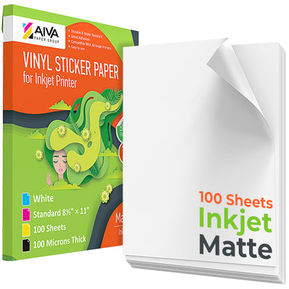 sticker paper for printer  Sticker Paper, 100 Sheets, White Matte