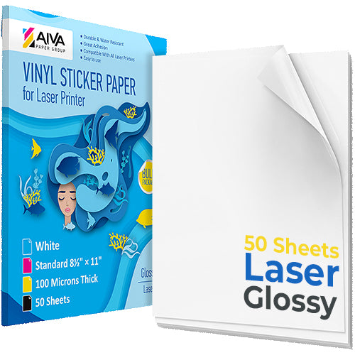Printable Vinyl Sticker Paper Laser Glossy 50 sheets – AIVA Paper Group Printable Vinyl Sticker Paper Laser Glossy 50 sheets – AIVA Paper Group