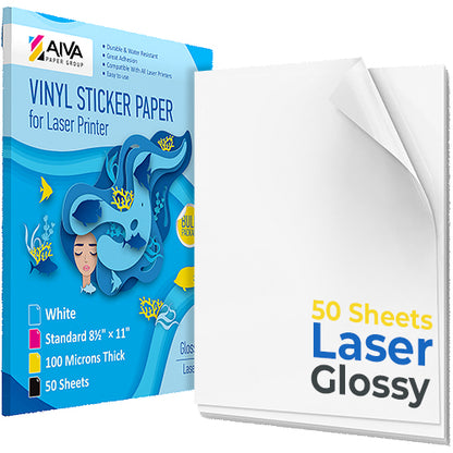 Printable Vinyl Sticker Paper Laser Glossy 100 sheets – AIVA Paper