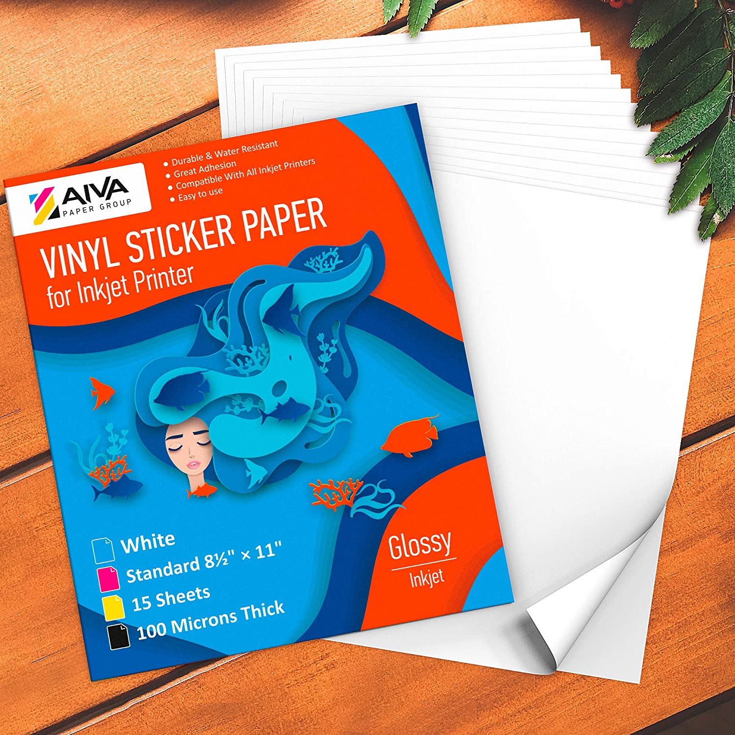 Sticker Paper Printable Vinyl for Inkjet Printer, 50 Sheets Glossy