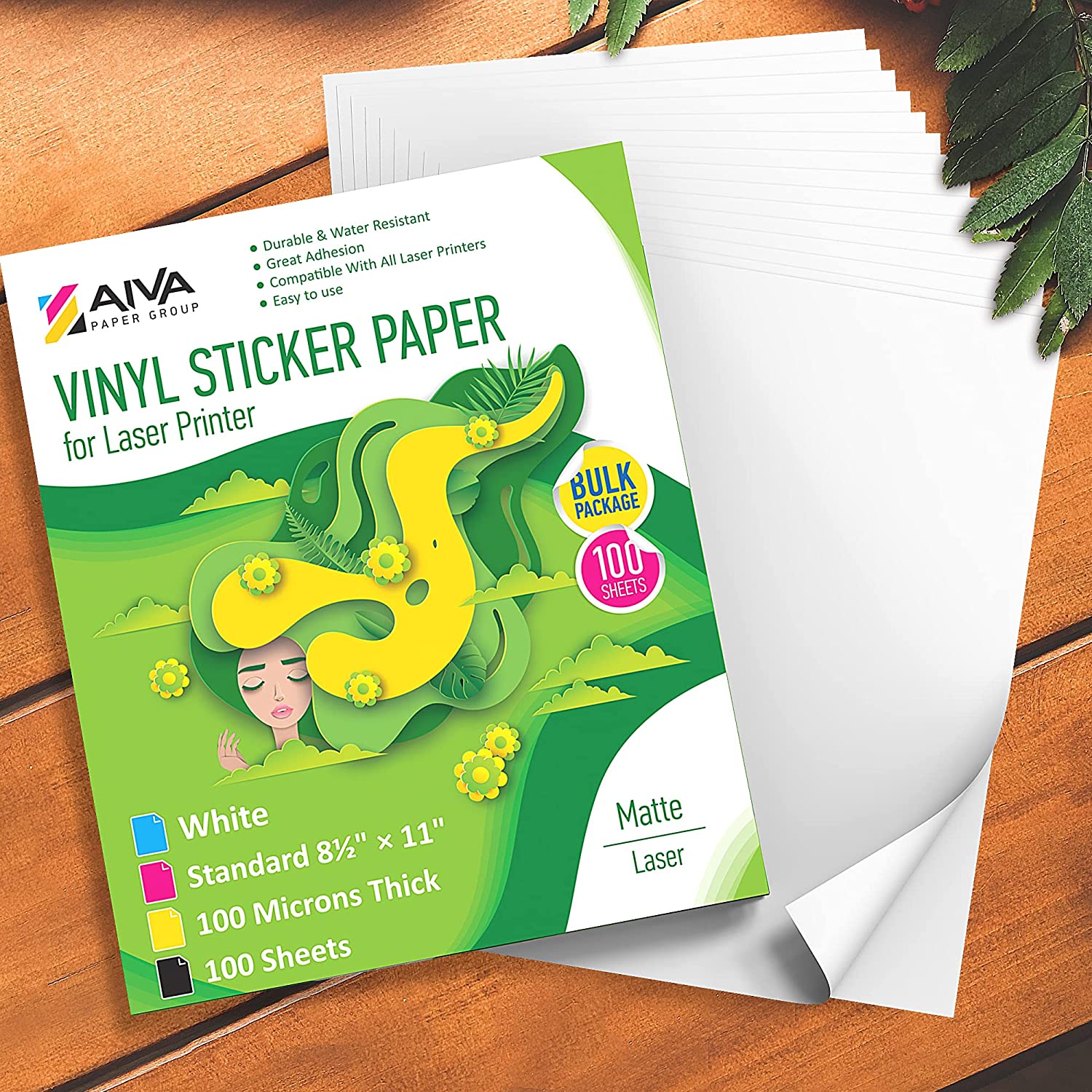 HABGP Sticker Printer Paper, Matte Sticker Paper Printable for Laser Inkjet  Printer, Full Sheet Large Vinyl Sticker Label for Shipping, Mailing