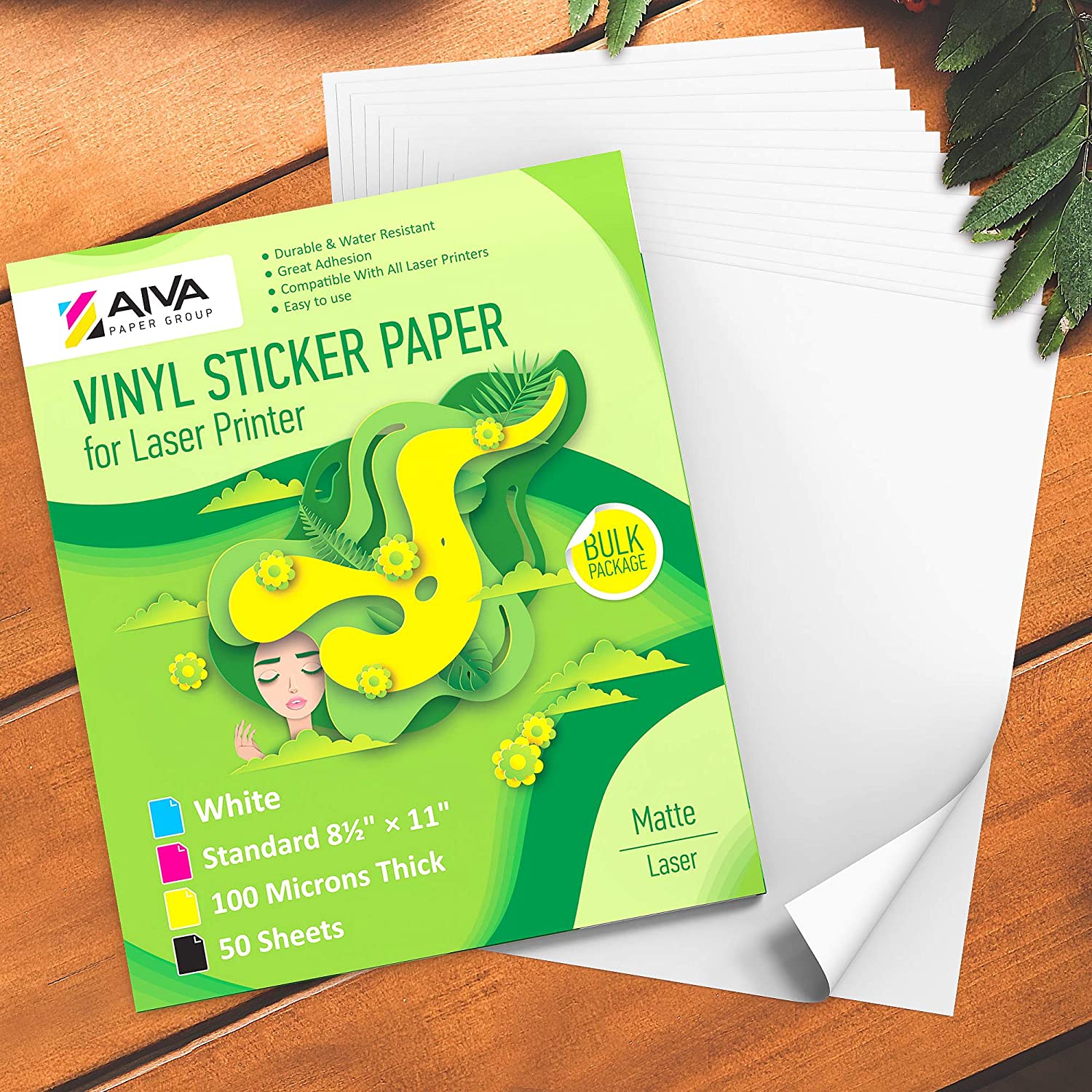 Printable Vinyl Sticker Paper Laser Glossy 15 sheets