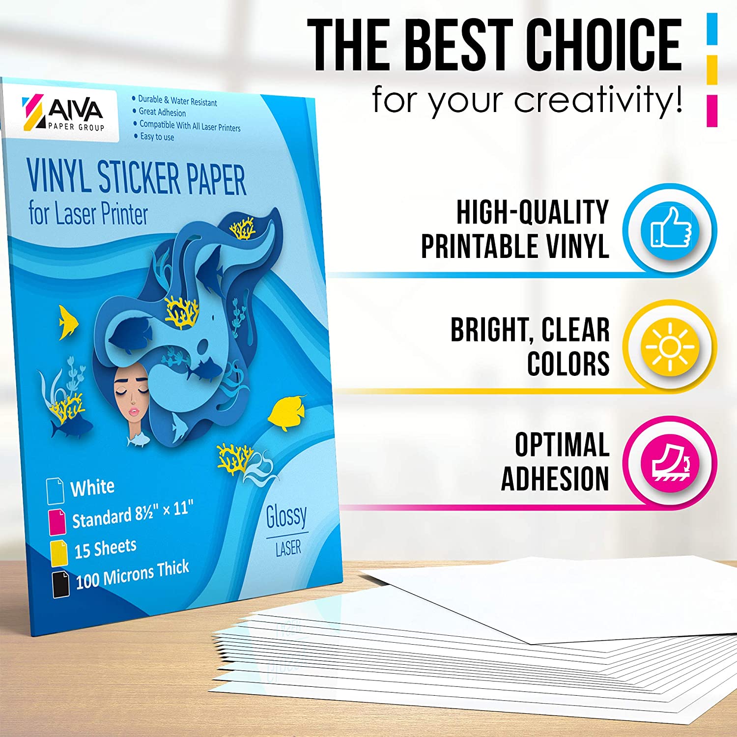 Printable Vinyl Sticker Paper Laser Glossy 15 sheets – AIVA Paper Group