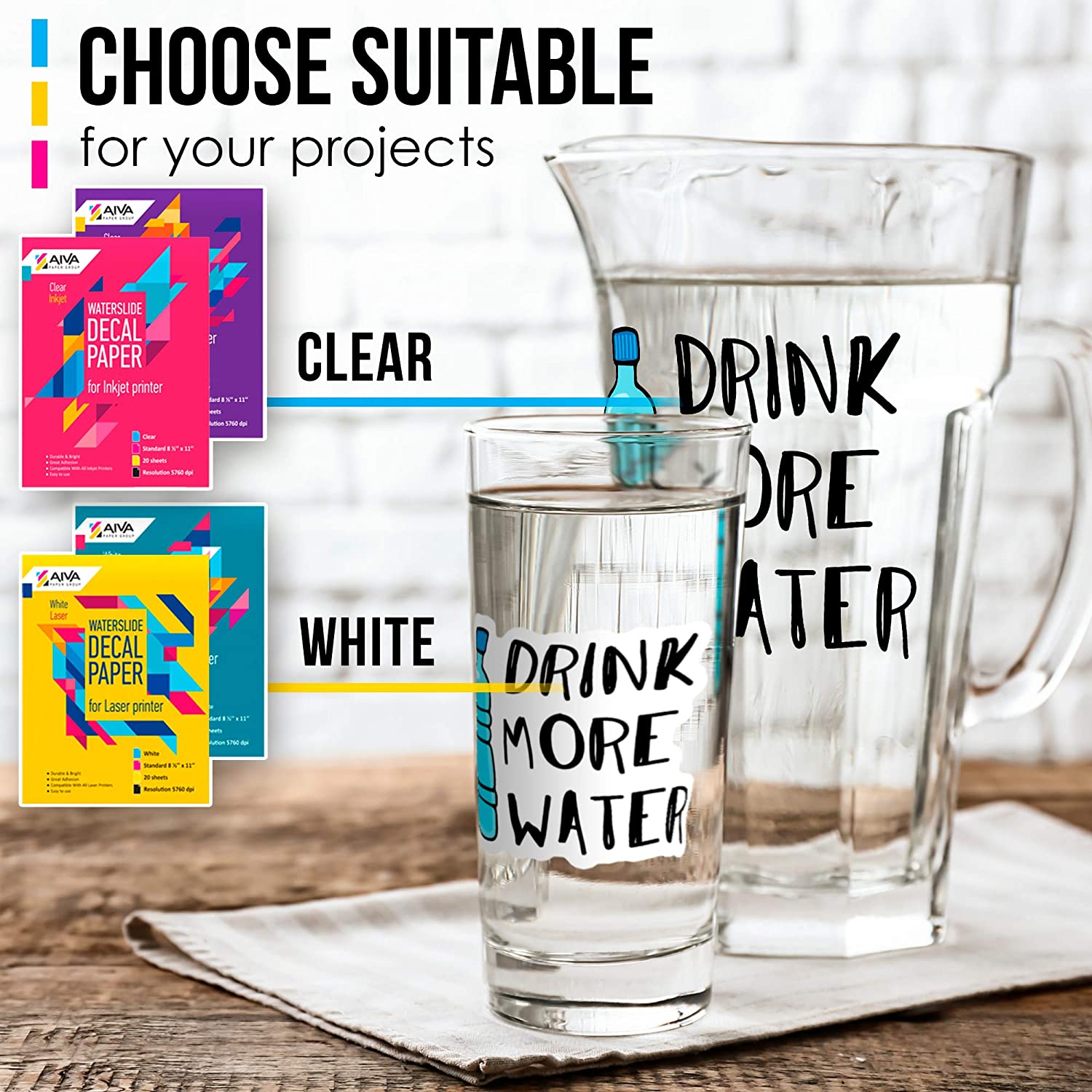 Water Slide Decal Paper 20 Sheets - Laser Clear For Mug & Cup Transfers