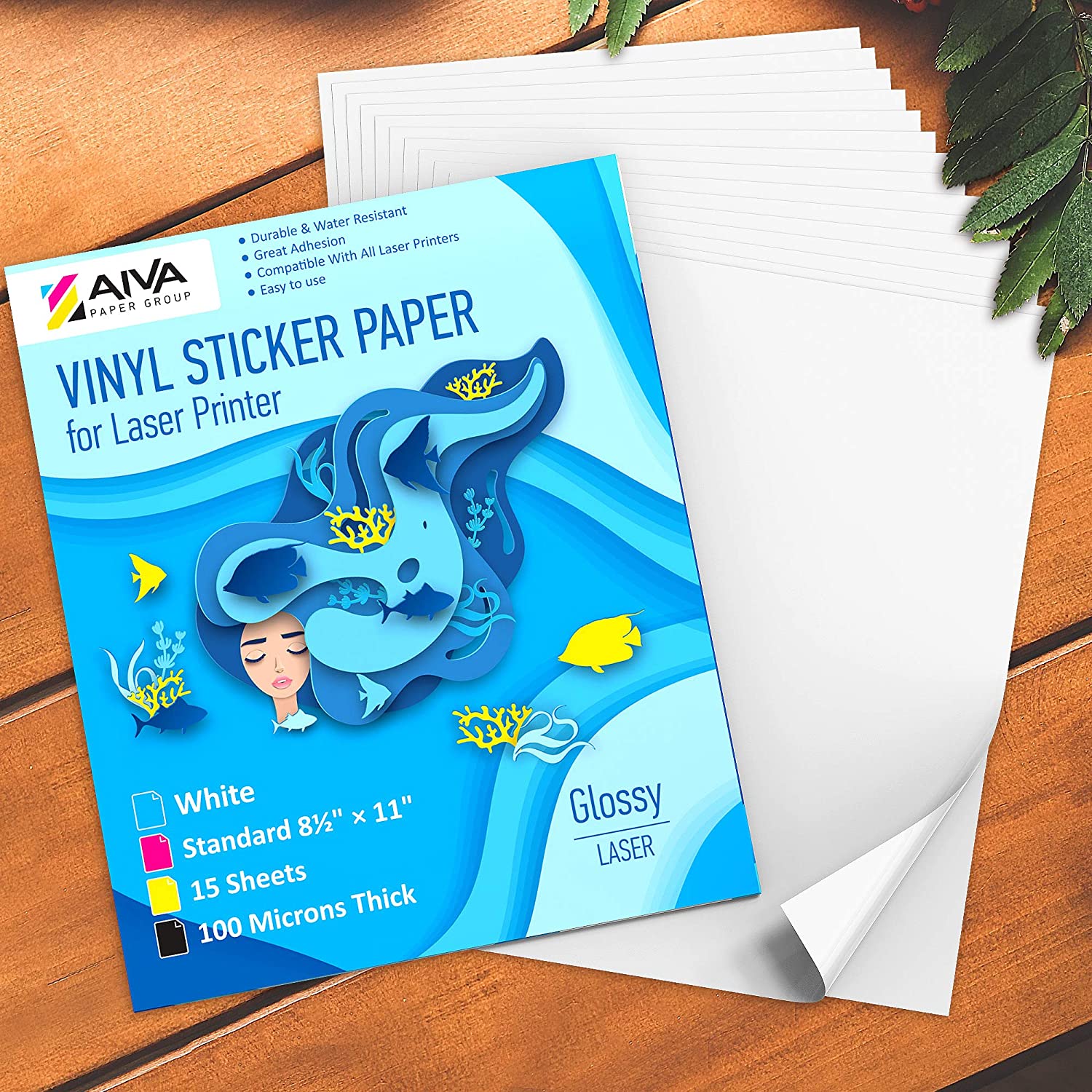 Printable Vinyl Sticker Paper Laser Glossy 15 sheets – AIVA Paper Group