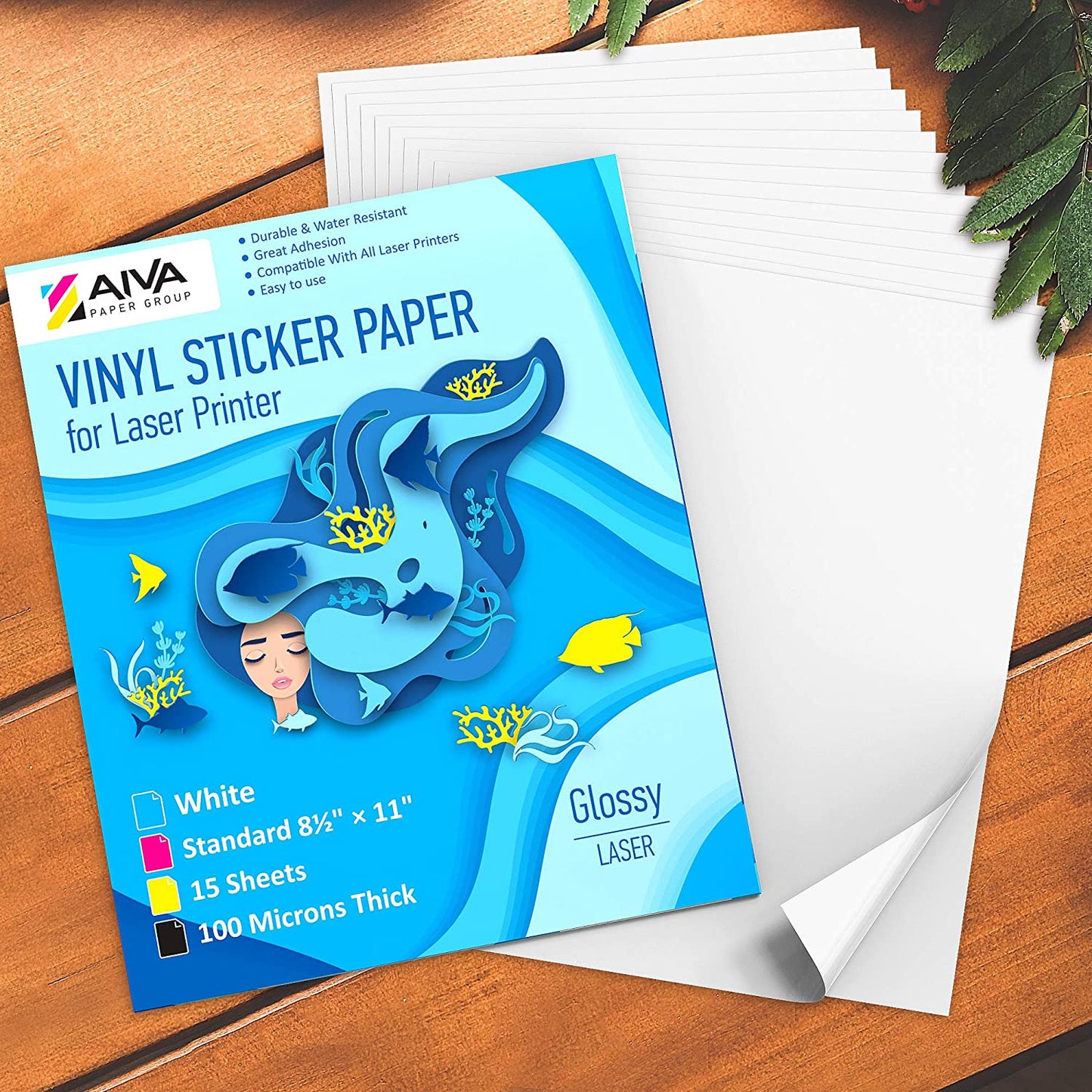 Printable Vinyl Sticker Paper Laser Glossy 15 sheets