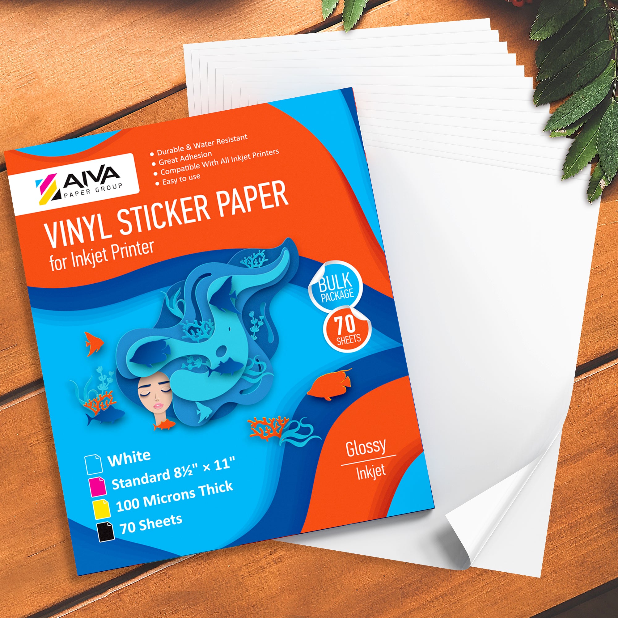 Printable Vinyl Sticker Paper Inkjet Glossy 70 sheets – AIVA Paper Group