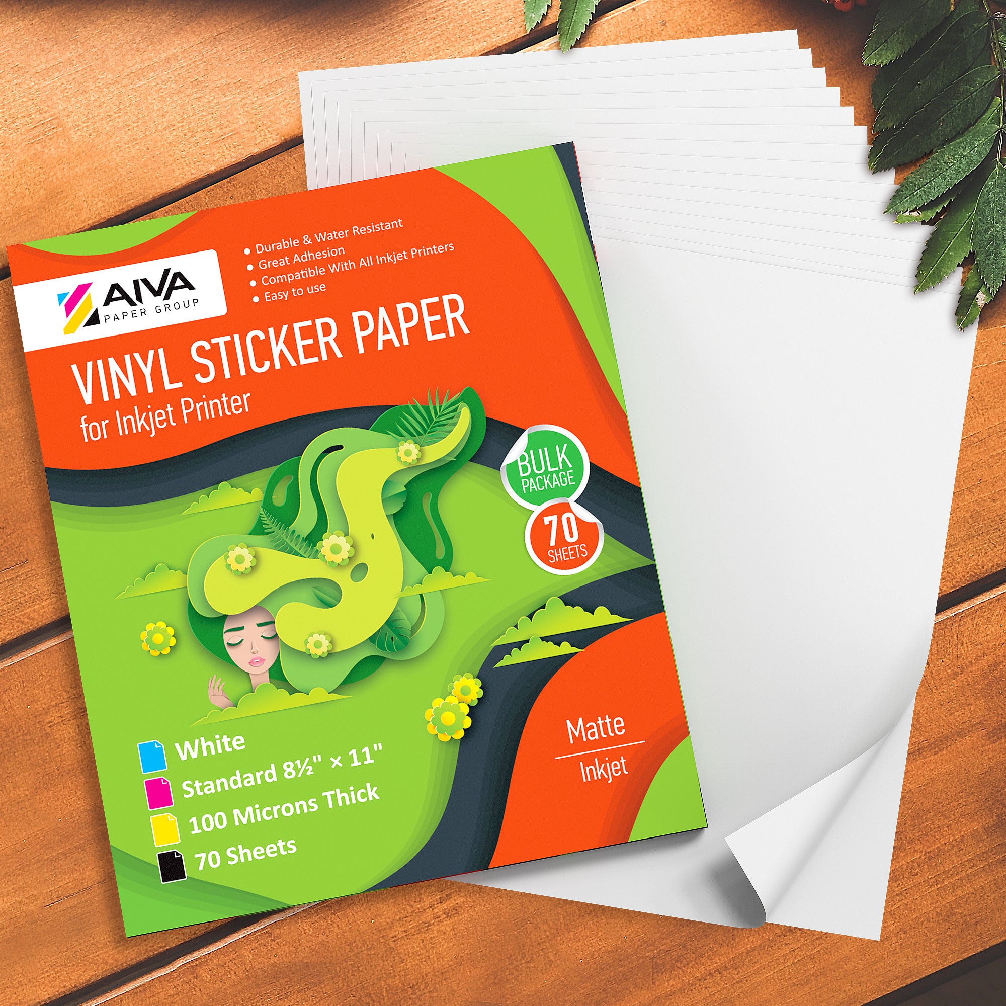 Printable Vinyl Sticker Paper Inkjet Matte 70 sheets – AIVA Paper Group
